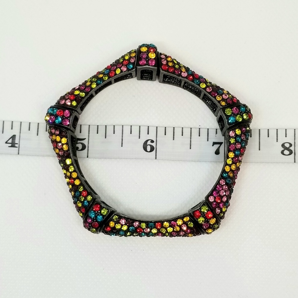 LIKE NEW Multi Color Rhinestone Stretch Bracelet - Picture 8 of 8
